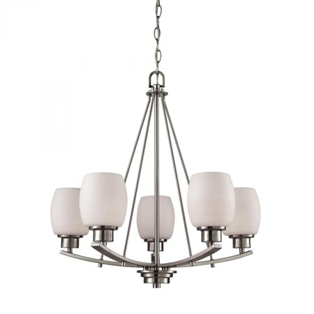 Thomas Casual Mission 5-Light Chandelier in in Brushed Nickel with White Line CN170522